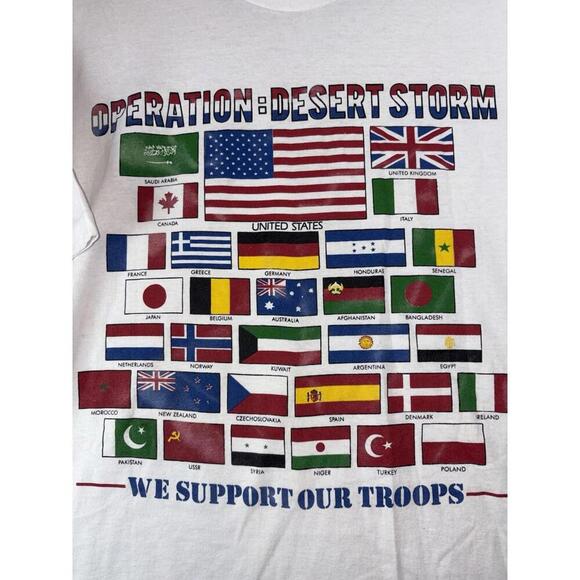 Vintage Operation:Desert Storm T-Shirt Men XL White Support Our Troops Army 90s - Picture 1 of 15